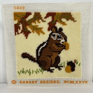 Sunset Designs Needlepoint Squirrel by Nancy Carlson- Completed